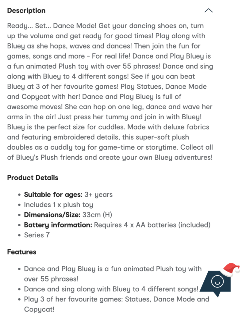 Well written product description 